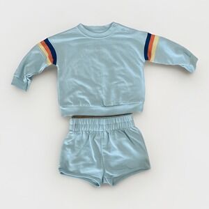 Cat & Jack Baby Set 6-9M NWT | Rainbow Sleeve Sweatshirt‎ Shorts Outfit